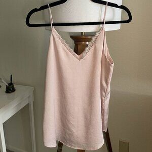 Blush Pink Cami with Lacy Trim